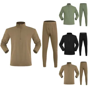 Herren-Trainingsanzüge, Winter, warm, atmungsaktiv, zweiteiliger Anzug, Stehkragen, halber Reißverschluss, Pullover, Hosen, Thermo-Unterwäsche-Set