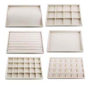 Linen Jewelry Organizer Trays Stackable Necklace Ring Showcase Jewellery Display Ring Storage Tray Portable Jewelry Tray Stand MX2266O