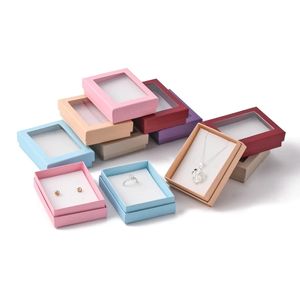 12pcs Cardboard Jewelry Gift Boxes with Clear Window for Jewelry Storage Birthday Christmas Valentines Festival Presents Package 231227