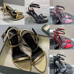 Designer Padlock Pointy Sandaler Women High Heel 10.5 cm Naked Party Buckle Signature Padlock Dress Shoes With Box 506