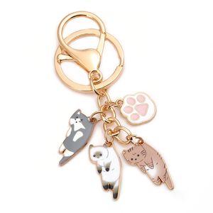 Kawaii Metal Cat Keychain Pet Paw Key Ring Animal Footprint Nyckelkedjor souvenir presenter för kvinnor män cay nycklar diy handgjorda smycken tecknad film