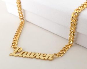 Personalised Name Necklaces For Women and Men Punk Nameplate Jewelry Stainless Steel Curb Chain Custom Letter Necklace Collier8931208