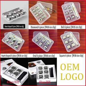 Products ice tray with lid 304 Stainless Steel ice cube 4 6 set For Beer Wine Chilling Ice cube bar accessory Can OEM LOGO