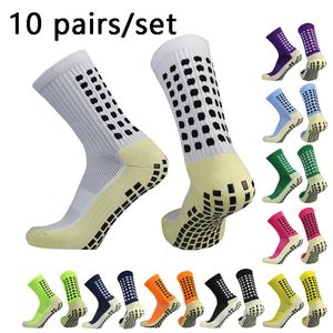 10 çift/lot erkek kadın futbol çorapları pamuk kare silikon vantuz kabı kavrama anti futbol sporu rugby çorap tenis çorap 231227