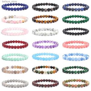 Armreif Naturstein Perlen Armband für Frauen Männer Amethyste Kristall Quartzs Aquamarine Jade Schmuck Achate elastische Armreif ArmbänderL231227