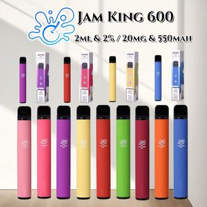 Magazzino UE Jam King 600 vapes soffio usa e getta E sigaretta bar elfo penna vape EU Stock Juice Sapore 2ml Preriempito 550mAh Batteria vape cristallo 2% 20mg E cig vs bang vape