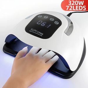 320W SUN X19 MAX Nail Dryer Machine 72 LEDS UV LED Lamp for Nails Gel Polish Curing Manicure Lamp With Large LCD Touch Screen 231227