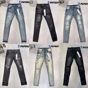 Purple Jeans Herren Designer Jeans Jeans für Männer Herren Jeans European Jean Hombre Herren Hosen Hosen Biker Stickerei Rippt für Trend Cotton Fashion Jeans Schwarze Jeans