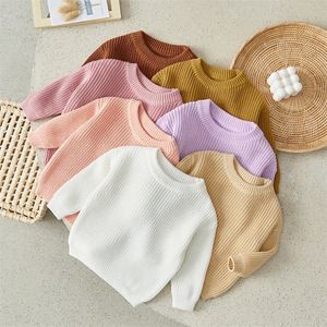 Suefunskry born Baby Girl Boy Knitted Long Sleeve Autumn Winter Sweater Solid Loose Pullover Casual Tops Kids Clothes 3 M 5Y 231226