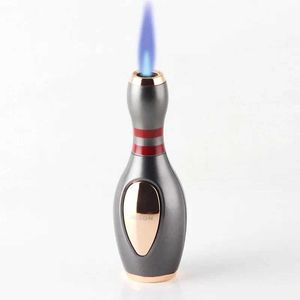 JOBON Neuheit Bowlingkugel-Aussehen, kein Gasfeuerzeug, winddicht, gerade Rush-blaue Flamme, Zigarre, Turbo-Fackel, kleines tragbares Ornament