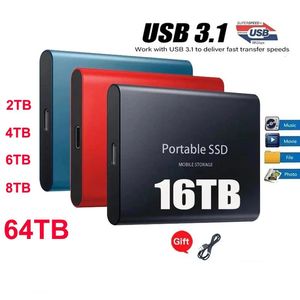 Drives Hard Drives External SSD 2TB Hard Drive TypeC USB 3.1 4TB 6TB 16TB 30TB 64TB Portable SSD Hard Disk for Laptop Desktop Flash Memo