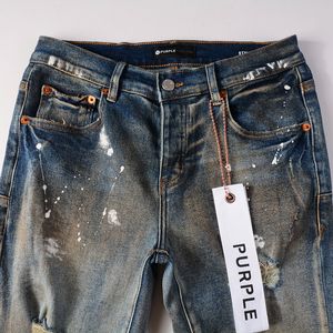 Lila Jeans Designer Jeans Herren Hosen Vintage Patchwork Luxus Punktmuster Herren Farbe Punkte Hosen Retro Lila Markenjeans