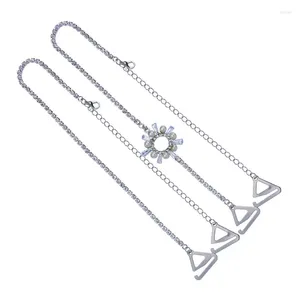 Kedjor Kvinnor Justerbar BH -hållare Anti Lost Strap Rhinestone Crystal Shoulder Chain Pearl Flower Star Heart Wedding Bridal Jewelry