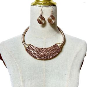 Colar brincos conjunto europa e américa exagerada feminina artesanal tecido strass pingentes gargantilha gota feminina