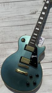 Customized electric guitar, Pelham Caston, full body blue, gold accessories and tuner, lightning package