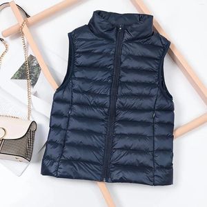 Women's Vests Elegant White Duck Down Sleeveless Coats 2023 Fall Winter Stand Collar Zipper Warm Outerwear High Quality Casual Vest Jacket