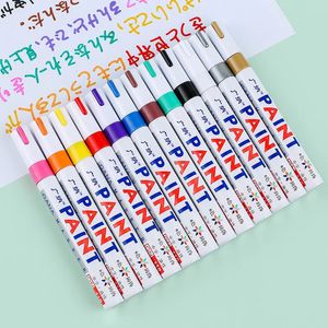 6/12 Pcs 12 Colors Permanent Paint Marker Waterproof White Markers Tire Tread Rubber Fabric Paint metal Paint Marker Pens 231226