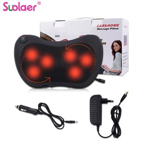 Relaxation Massage Pillow Vibrator Electric Shoulder Back Heating Kneading Infrared Therapy Pillow Shiatsu Neck Massager 231227