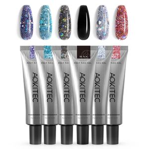 Aokitec Poly Nail Extension Gel Art 60G/2oz gehärtete UV/LED -Glitzerverlängerung Semi Permanent Varnish Builder Nägel Kleber 231227