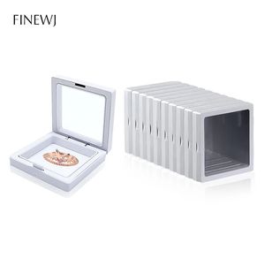 Bulk Lot of 10 PE Film Display Box Ring Earring Jewelry Stand Holder Membrane Case Coin Container Floating Presentation Retainer 231227