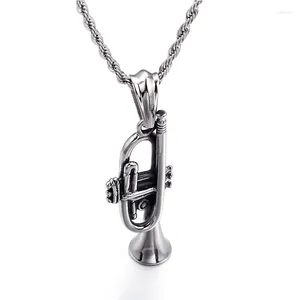 Pendant Necklaces Wholesale Stainless Steel Ornament Retro Titanium Necklace Horn Musical Instrument Creative Music