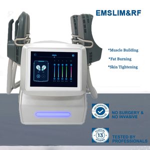 ポータブルEMSLIM機械処理筋肉電気刺激装置Hiemt Slimming Tesla Musclesは機械4ハンドルを刺激する