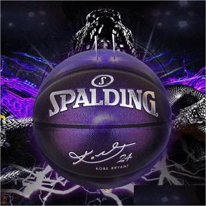 Bollar Spalding 24k Black Mamba Commemorative Edition Basket Ball Merch Pu sliteständig serpentinstorlek 7 Pearl Purple Drop Deliv Dhquv