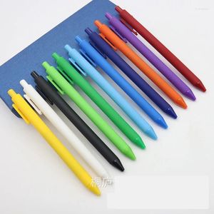 100Pcs/Lot 0.5mm Black Ink Simple Solid Candy Color Office School Student Gel Push Rollerball Pen