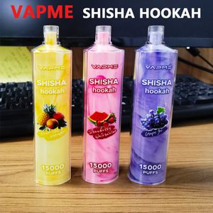 オリジナルVapme Shisha Hookah 15000パフ使い捨て蒸気0.6OHMコイル650MAH充電式バッテリー25mlプレフィルドポッドフレーバーEタバコ