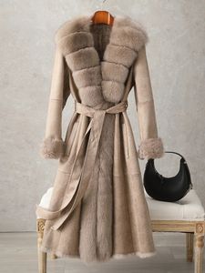 2023 Женское пальто средней длины с интегрированным мехом кролика Haining 231226