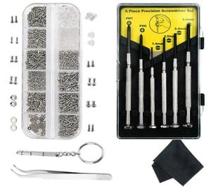 Brillenreparatur Kit1100pcs kleine Schrauben und 10 Nasenpolster mit 6 Stcs Schraubendrehern Pinzetten für Gläser Sonnenbrille Eye Glas4673299