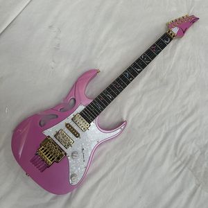 Rosa personalizado 7.V de guitarra elétrica lbnz marca hsh captadores de hardware de ouro da ponte de ouro rápido