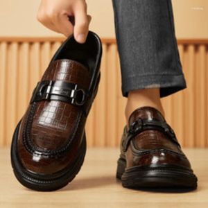 Dress Shoes WEH Mens Penny Loafers Cow Leather Crocodile Print Wedding Party Casual Loafer Slip-on Office Suit For Men