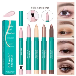 Ögonskugga Highlighter Pen Eyes Makeup Pink Pearl High-Gloss Brightening Glitter Eyeshadow Stick With Sharpener