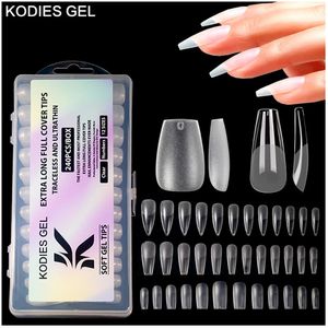 Kodies gel Dicas de unhas falsas curtas pregos falsos pregos transparentes de amêndoa fosca quadrada longa gel suave x dicas Pressione nas unhas Art 231227