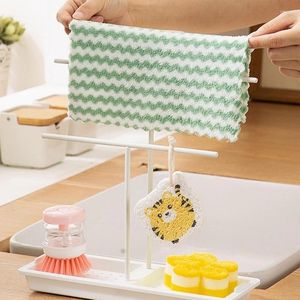 Kitchen Storage Multifunction Sink Sponge Holder With Removable Drain Tray And Towel Bars Decoration Drop