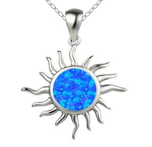 Whole 10 pcs Silver Plated Sun Pendant Many Colors Opalite Opal Necklace for Anniversary Gift Jewelry1329265