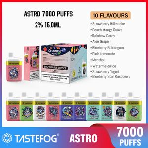 TASTEFOG 7000 Puffs Vape Descartável E Cigarro Astro 7k 10 Sabores em Estoque Vaper Pré-cheio