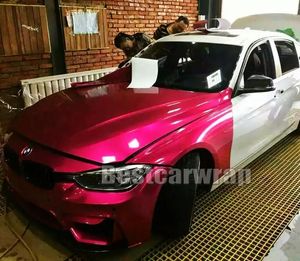 Klistermärken Rose Pink Candy Gloss Metallic Vinyl Wrap Hela bil Wrap med Air Bubble Free Low Tack Glue Initial 3M Quality 1.52x20M/Roll (5x65