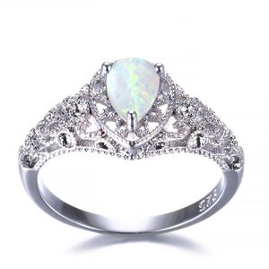 5 szt. Luckyshine S925 srebrne kobiety OPAL Pierścienie niebieskie białe naturalny Mystic Rainbow Topaz Wedding Engagemen Pierścienie #7-10274J