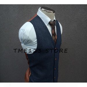 Herringbone V-neck Single-breasted Business Fashion Party Vest Men's Clothing Suit Male Steampunk Cufflinks