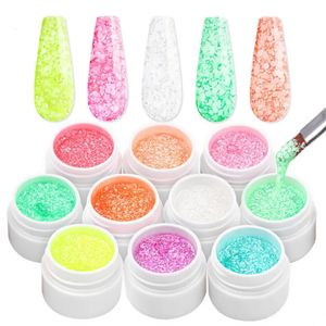 10 Pcs Nail Gel Snowflake Nail Polish Glitter Snow Sequin Gel Holographic Absorb UV Gel Varnish DIY Art Nail Art TSLM1 231227