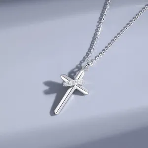 Pendant Necklaces S925 Sterling Silver Men Guardian Cross Chain Hip Hop Faith Necklace Women Jewelry Gift