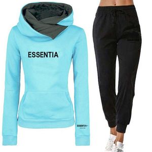 Essentialls Hoodie Designer Mode Frauen Tracksuits zweiteilige Set Sportswear Casual Longleved Kapuzenlack Hant