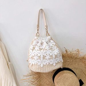 Sacchetti da sera Donne Crossbody Summer Lace Woven Straw Messenger Maseggero Casual Casual Simple Elegante Tote da viaggio in spiaggia Elegante