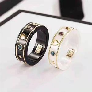Designers anel para homens mulheres cerâmica anéis moda unisex jóias presentes de alta qualidade seis cores com caixa tamanho 6-11270d