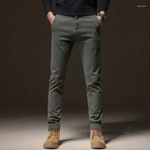 Pantaloni da uomo 2023 di marca classico lavoro stretch cargo uomo cotone slim fit grigio verde corea autunno inverno pantaloni casual spessi maschio