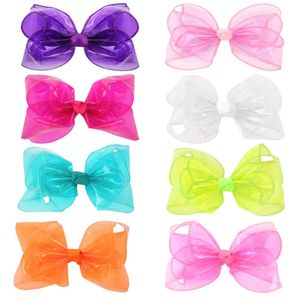 5-8Pcs/set PVC Jelly Bows Hair Bows for Girls with Clips Glitter Knot Waterproof Swimming Bows Solid Hairpins Kids Headwear 231226