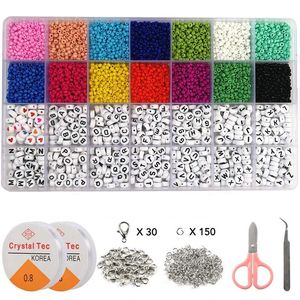 Buchstabe Glas Samen Perlen Set Polymer Ton Alphabet Perlen Kit Weiche Keramik -Perlen -Geschenkbox für Armbandschmuck machen DIY Accessoires 231227