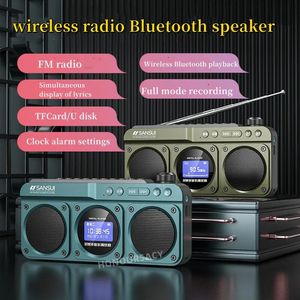 Högtalare Nya Sansui F28 Retro Radio Wireless Bluetooth -högtalare Portable Stereo Subwoofer Mini Plug i Walkman Clock Alarm Music Player